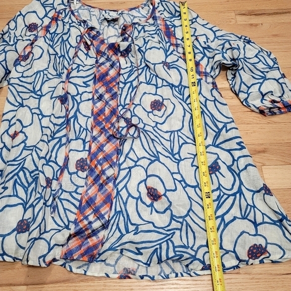 ZYGA LIN'N LAUNDRY Linen Blouse Size L Floral Art to Wear Mixed Pattern - Picture 9 of 11